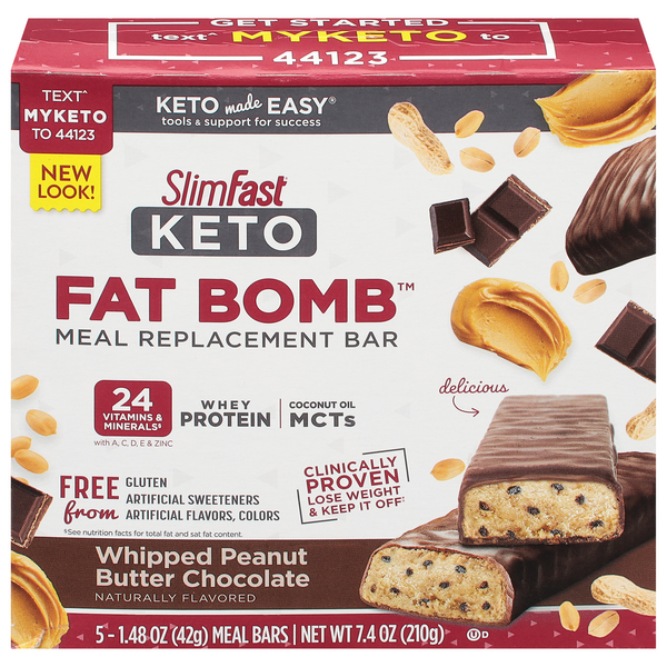 Save on SlimFast Keto Fat Bomb Meal Bar Whipped Peanut Butter Chocolate