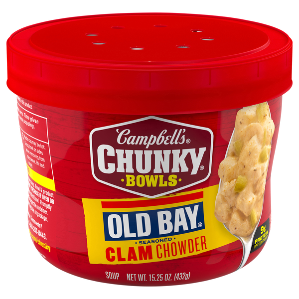 Campbell's Chunky Old Bay Seasoned Clam Chowder Soup Microwavable Bowl