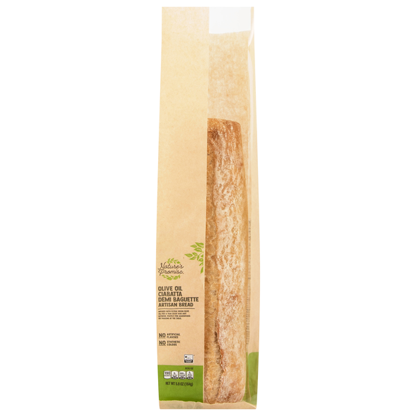 Nature's Promise Olive Oil Ciabatta Demi Baguette Artisan Bread Unsliced