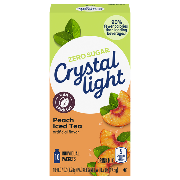 Crystal Light Sugar Free Peach Iced Tea Drink Mix Packets - 10 ct