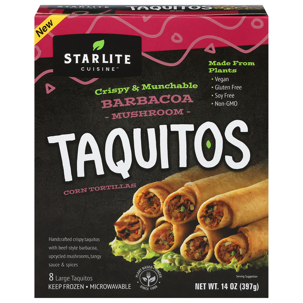 Starlite Cuisine Plant-Based Barbacoa Mushroom Taquitos - 8 ct Frozen