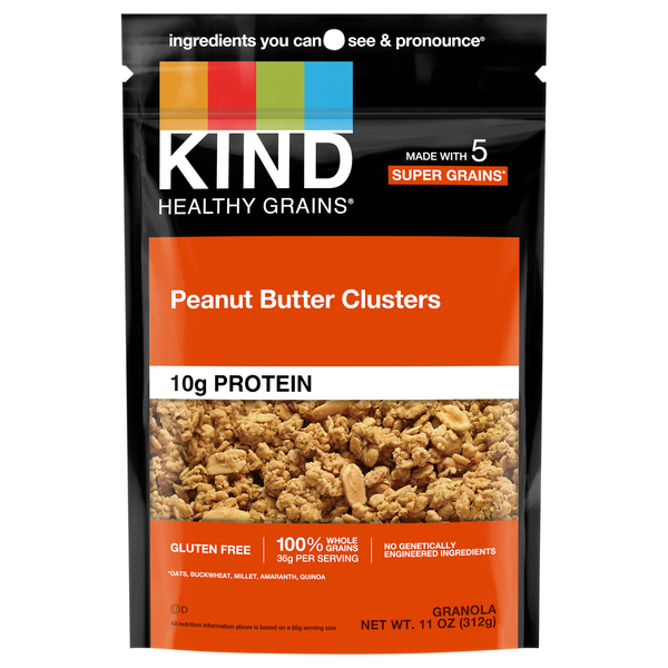 KIND Healthy Grains Gluten Free Peanut Butter Clusters Protein Granola