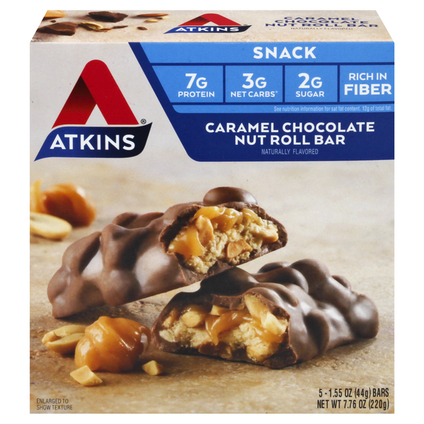 Save on Atkins Snack Caramel Chocolate Nut Roll Bar Low Carb 5 ct