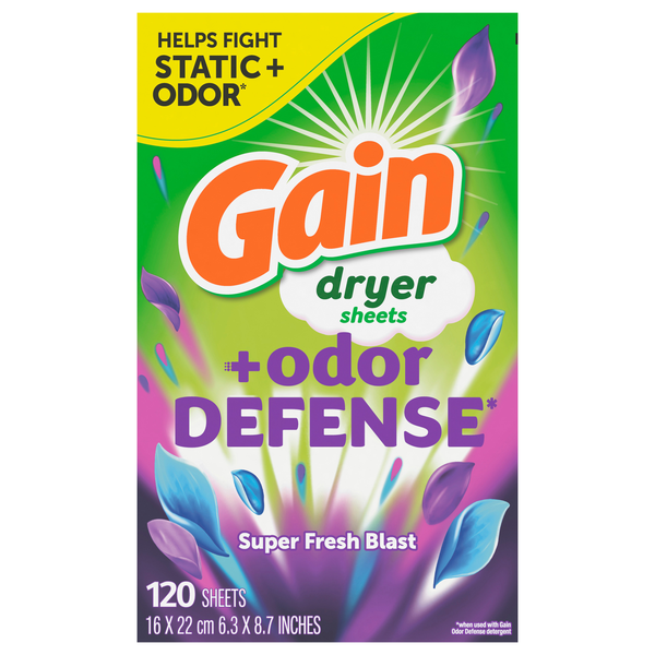 Gain + Odor Defense Super Fresh Blast Dryer Sheets