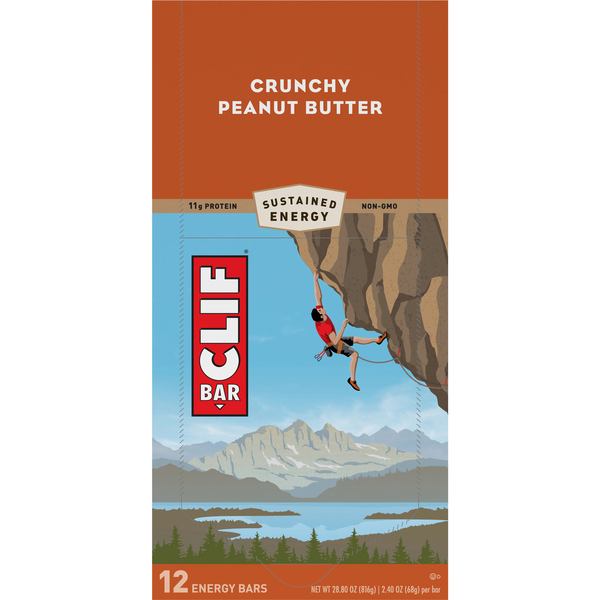 CLIF Organic Crunchy Peanut Butter 11g Protein Energy Bars - 12 ct