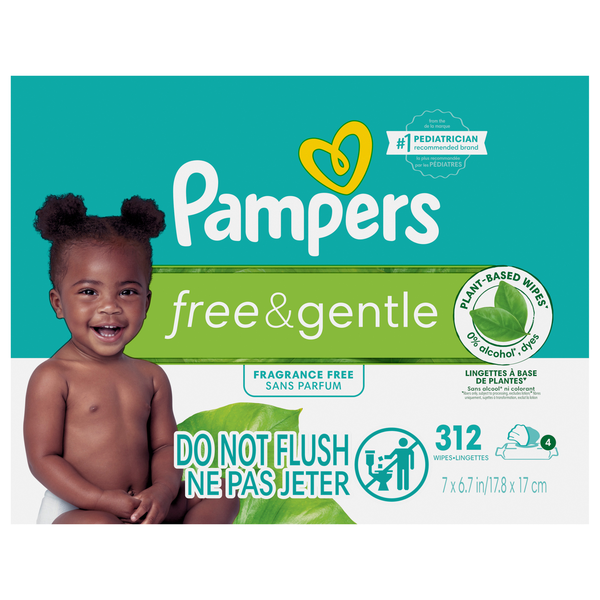 Save on Pampers Free & Gentle Baby Wipes - 4 pk Order Online Delivery