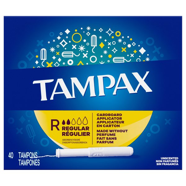 Tampax Unscented Regular Cardboard Applicator Tampons