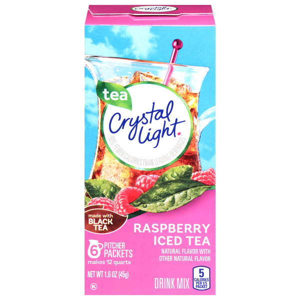 Crystal Light Sugar Free Raspberry Iced Tea Mix Pitcher Packets - 6 ct