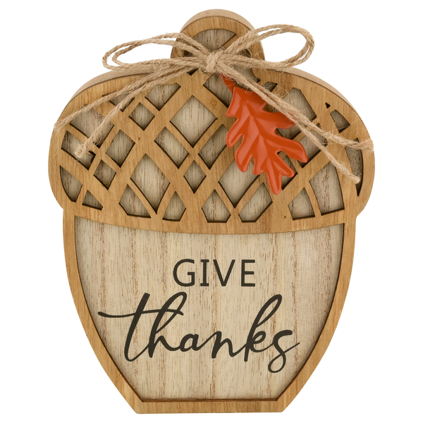 Smart Living Harvest Wooden Decor Acorn Give Thanks