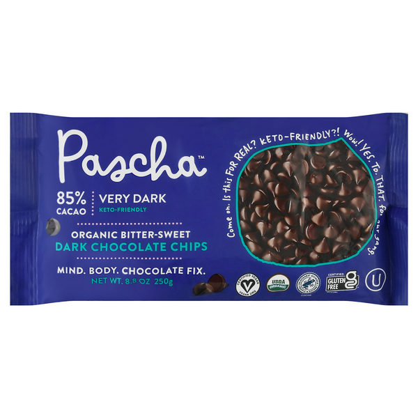 Pascha Organic Bitter-Sweet Very Dark Chocolate Baking Morsel Chips