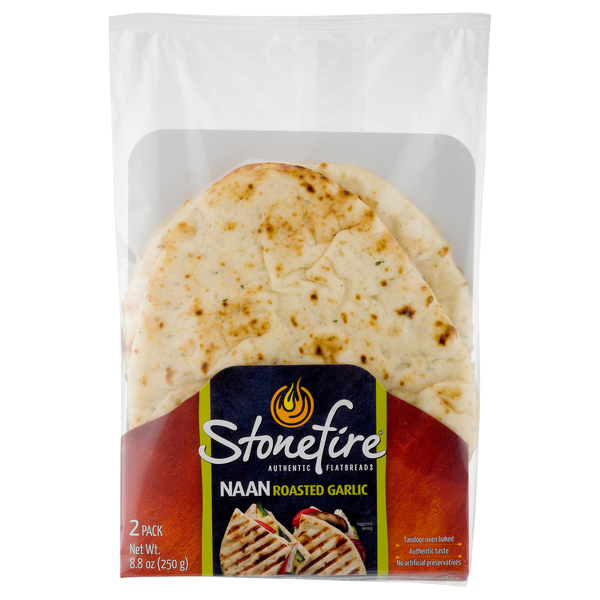 Stonefire Roasted Garlic Naan Bread - 2 ct