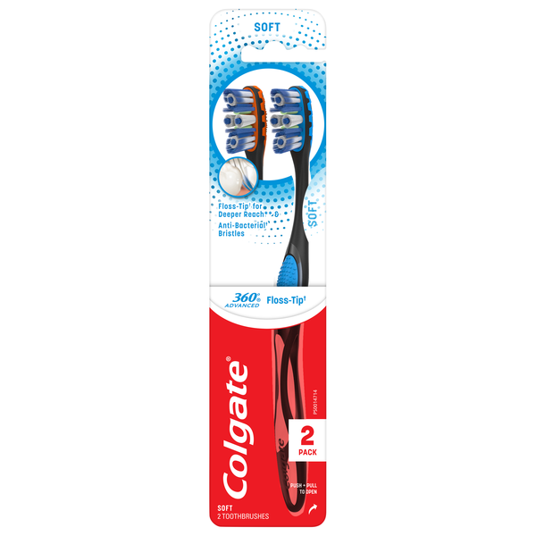 Colgate 360 Advanced Toothbrushes w/Floss Tip Bristles Soft