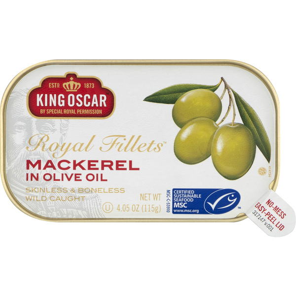 Save on King Oscar Royal Fillets Mackerel in Olive Oil Skinless