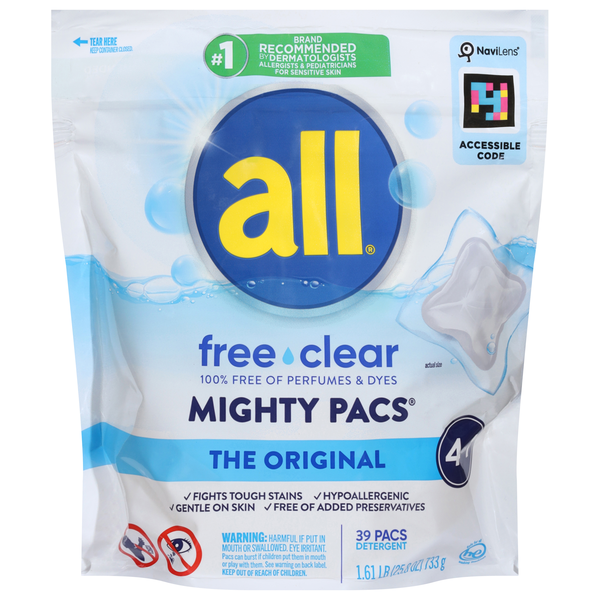 all Free & Clear Original 4-in-1 Mighty Pacs Laundry Detergent - 39 ct