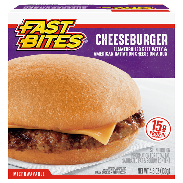 Fast Bites Flamebroiled Beef Cheeseburger Frozen