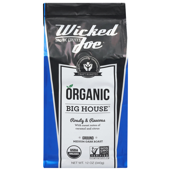 Wicked Joe Organic Fair Trade Big House Medium-Dark Roast Ground Coffee