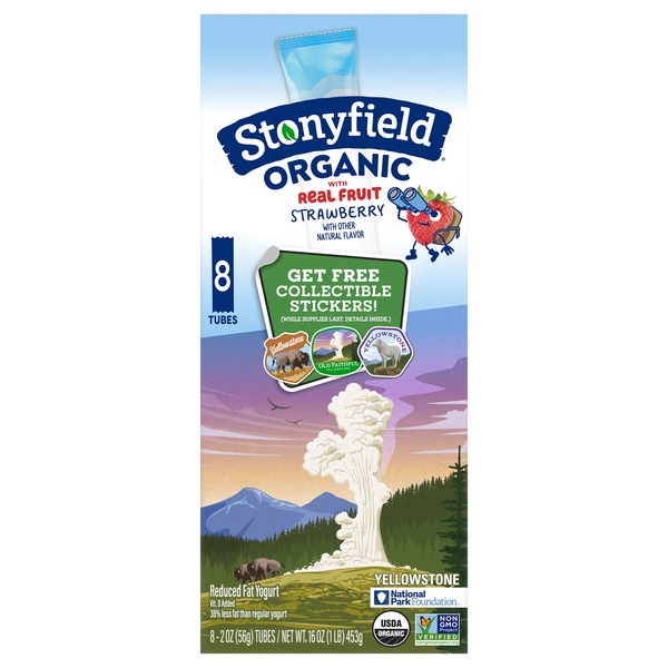 Stonyfield Organic Kids Low Fat Strawberry Yogurt Tubes - 8 ct