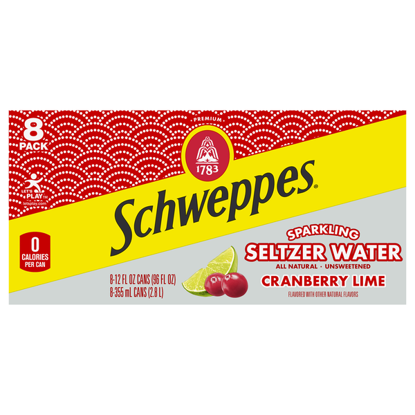 Save on Schweppes Sparkling Cranberry Lime Seltzer Water 8 pk Order Online Delivery Stop & Shop