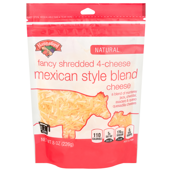 Hannaford Natural Fancy Shredded Mexican Style 4 Cheese Blend