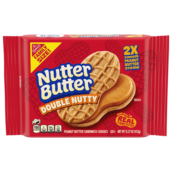 Nabisco Nutter Butter Double Nutty Peanut Butter Sandwich Cookies