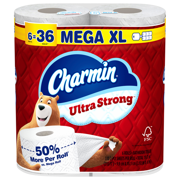 Charmin Ultra Strong Mega Roll 2-Ply Toilet Paper Unscented - 6 ct