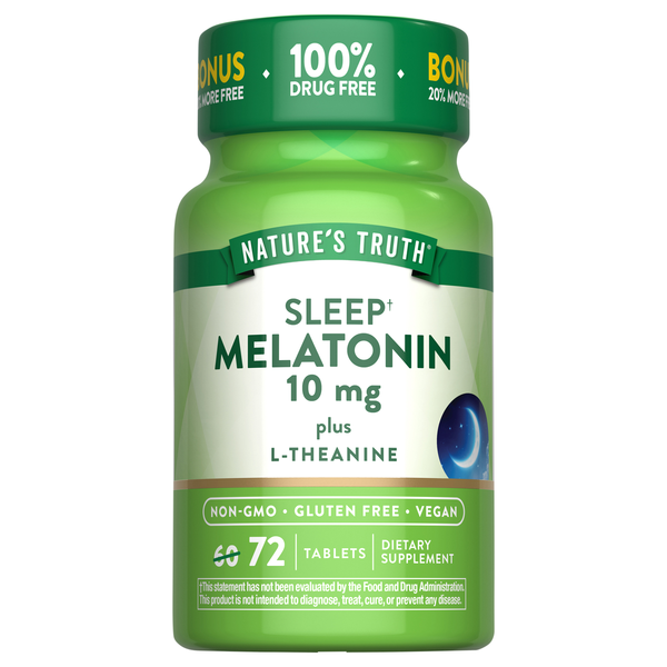 Nature's Truth Melatonin 10 mg + L-Theanine Tablets