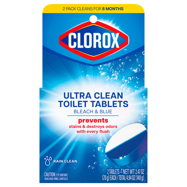 Clorox Rain Clean Bleach & Blue Toilet Bowl Cleaner Tablets - 2 ct