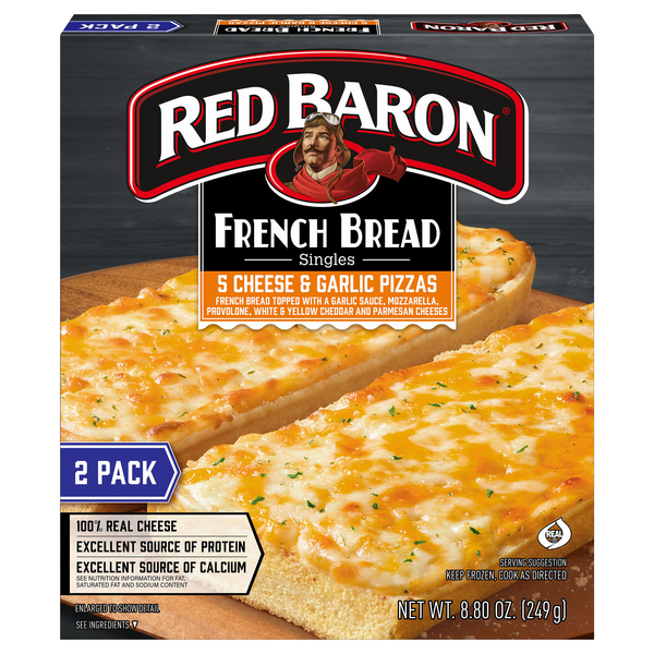 Red Baron French Bread Singles 5 Cheese & Garlic Pizza Frozen - 2 ct
