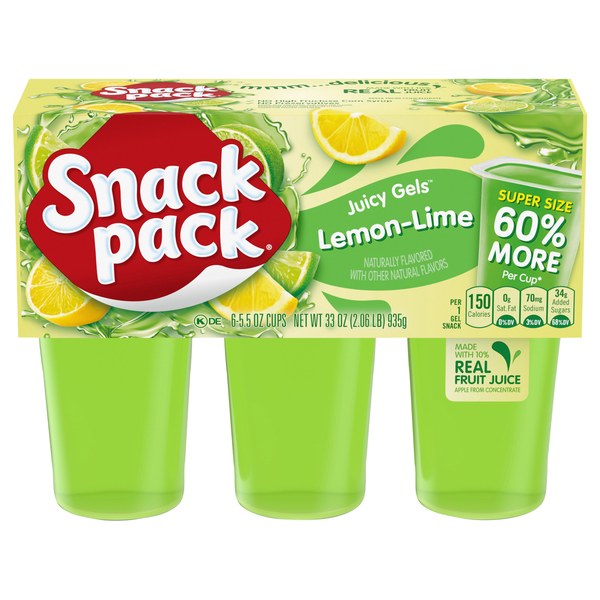 Snack Pack Lemon-Lime Super Juicy Gels Cups - 6 ct