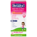 Benadryl Children's Dye-Free Allergy Antihistamine Bubble Gum Liquid