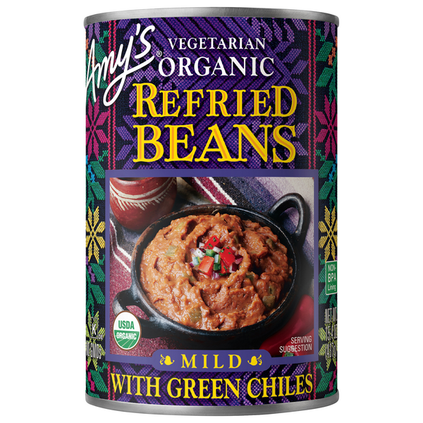 Amy's Organic Vegetarian Mild Refried Beans with Green Chiles