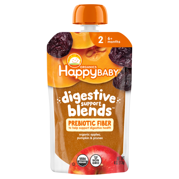 Happy Baby Organics Digestive Support 2 Baby Food Apples Pumpkin & Prunes