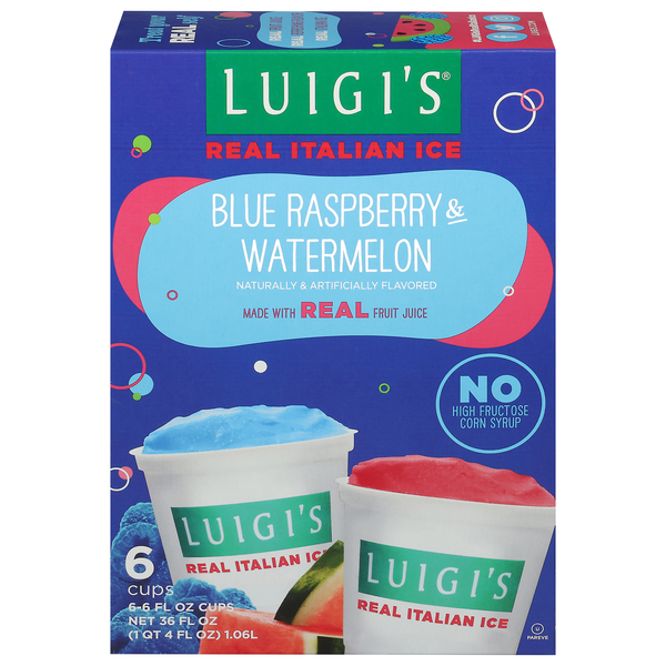 Luigi's Blue Raspberry & Watermelon Real Italian Ice - 6 ct