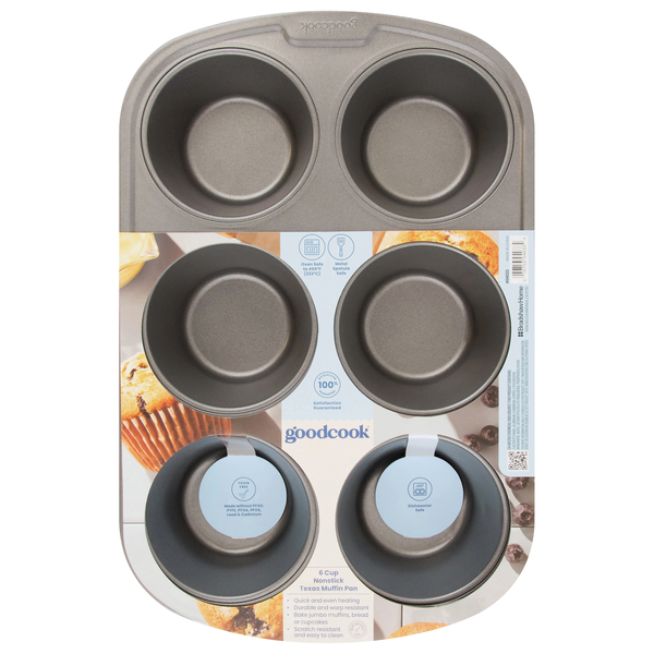 GoodCook Nonstick Texas Muffin Pan 6 Cup
