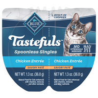 BLUE Tastefuls Spoonless Singles Savory Pate Chicken Wet Cat Food - 2 ct