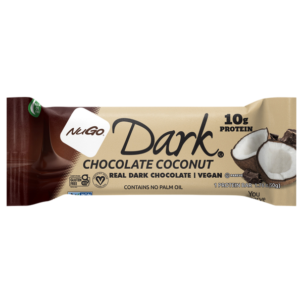 NuGo Gluten Free Vegan Dark Chocolate Coconut 10g Protein Bar