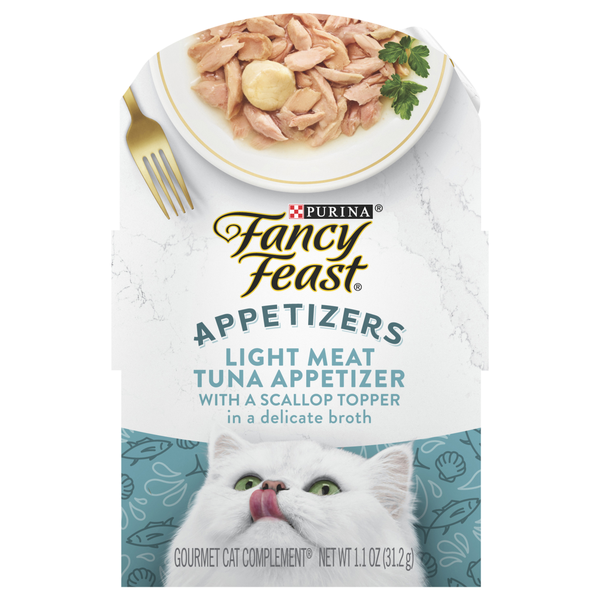 Fancy Feast Appetizers Cat Complement Tuna with Scallop Topper
