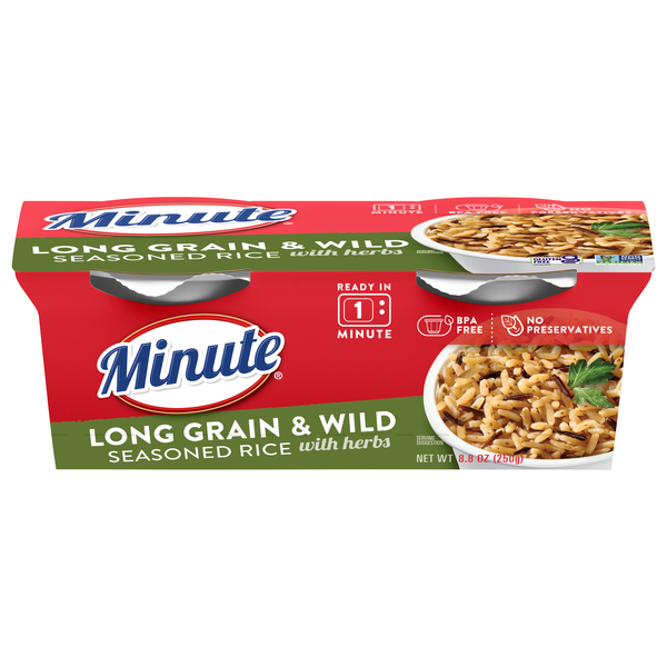 Minute Long Grain & Wild Seasoned Rice Cups with Herbs Microwave - 2 ct