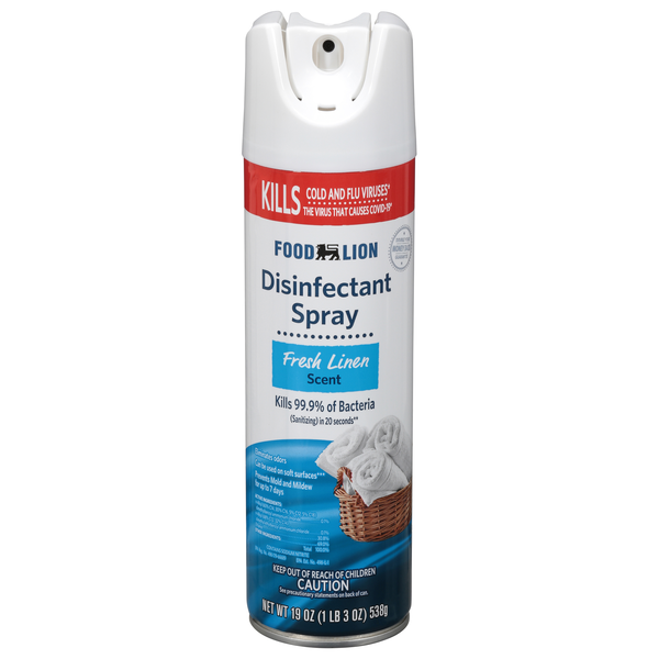 Food Lion Fresh Linen Scent Disinfectant Spray Aerosol