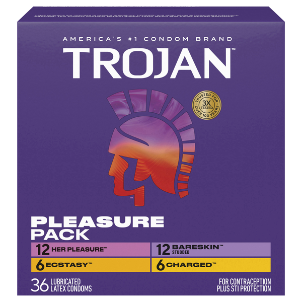 Trojan Pleasure Pack Assorted Lubricated Latex Condoms