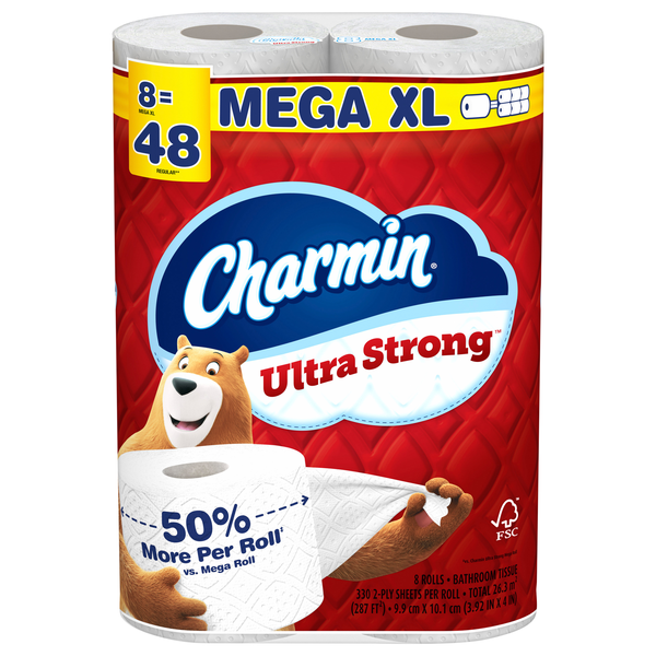 Charmin Ultra Strong Mega XL Roll 2-Ply Toilet Paper Unscented - 8 ct