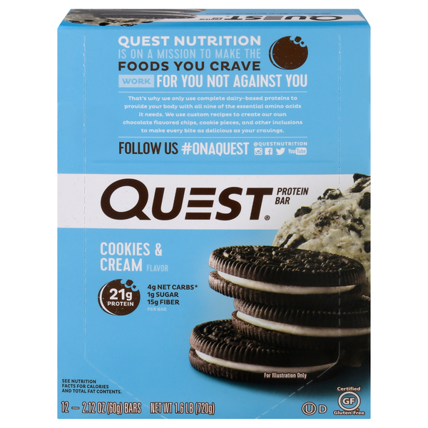 Save on Quest Keto Friendly Cookies & Cream 21g Protein Bar - 12 ct ...