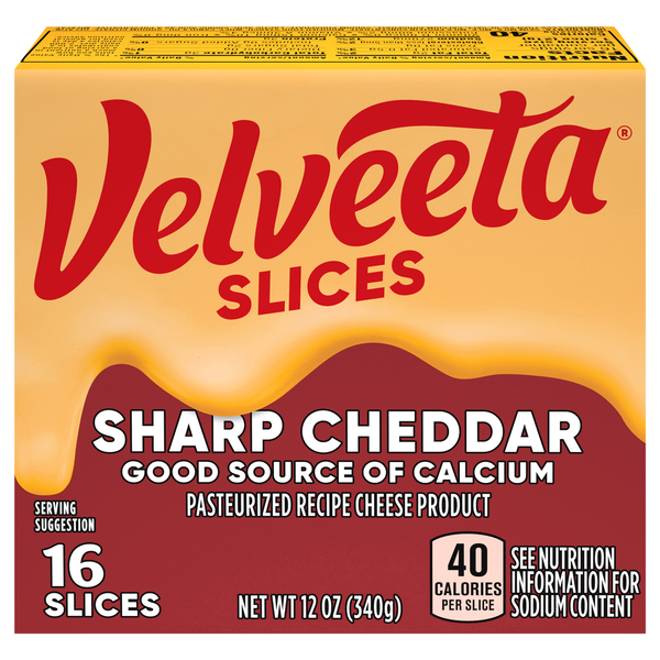 Velveeta Sharp Cheddar Cheese Product Slices - 16 ct