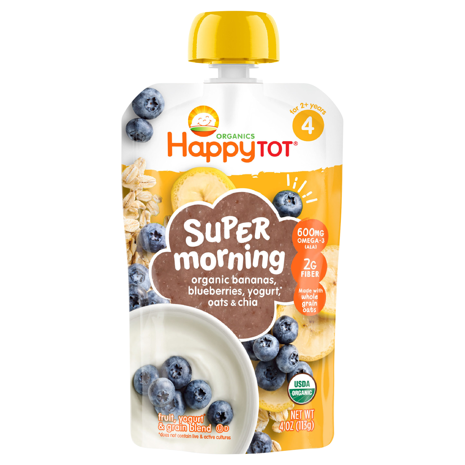 Happy Tot Happy Tot Organics Stage 4 Super Morning Bananas Blueberries Yogurt & Oats