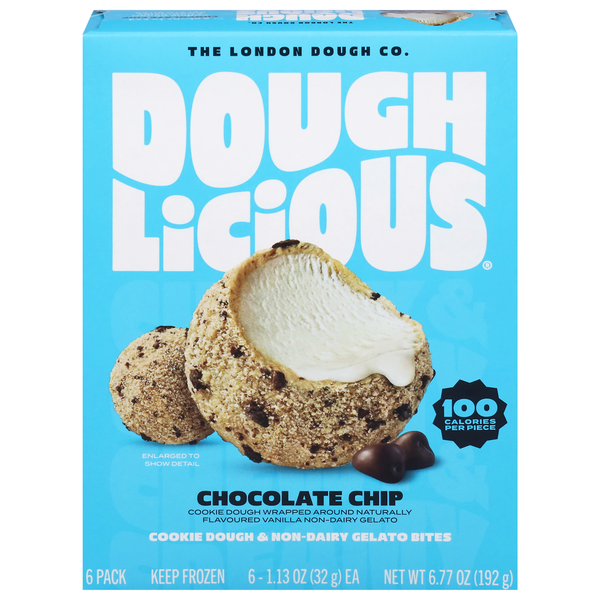 Doughlicious Non-Dairy Chocolate Chip Cookie Dough & Gelato Bites - 6 ct