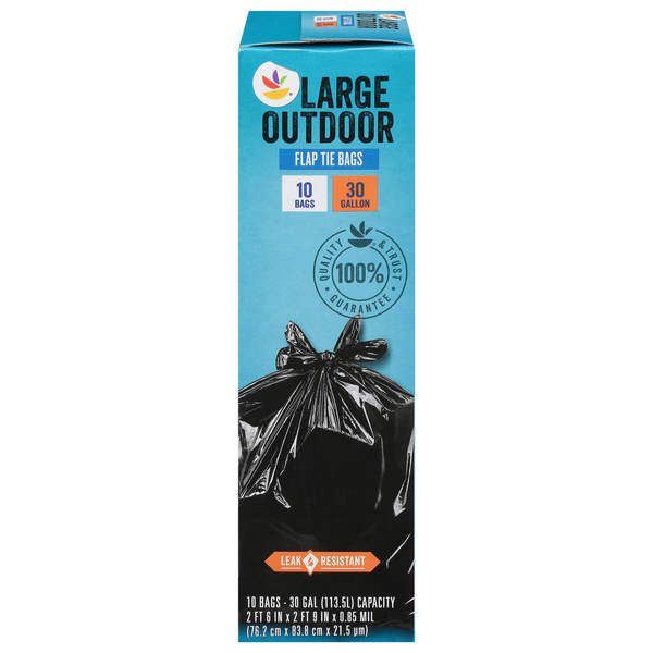 Our Brand Large Outdoor Flap Tie Trash Bags 30 Gallon