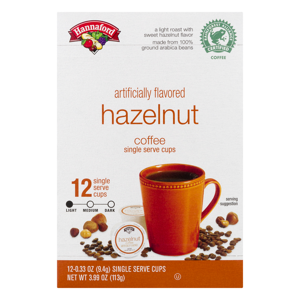 Hannaford Hazelnut Flavored Light Roast Single Serve Coffee Cups