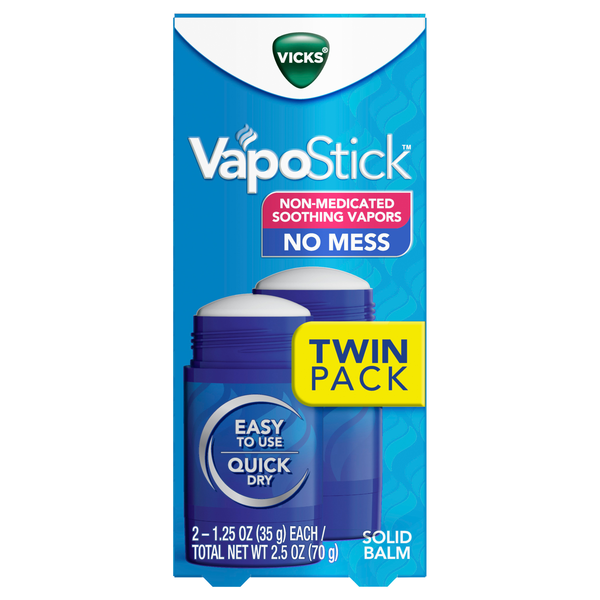 Vicks VapoStick Soothing Vapors Solid Balm - 2 ct