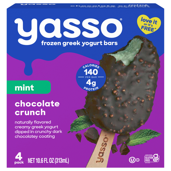 Yasso Mint Chocolate Crunch Dipped Greek Yogurt Bars - 4 ct