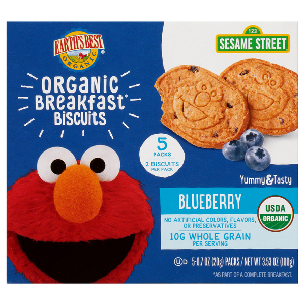 Earth's Best Organic Sesame Street Blueberry Breakfast Biscuits - 5 ct